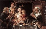 Jacob Jordaens As the Old Sang the Young Play Pipes painting